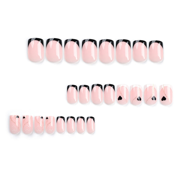 French Glossy Medium Pink Square Press on Nails