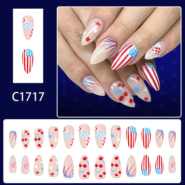 12 Sizes-24 Pcs Press On Nails C1717