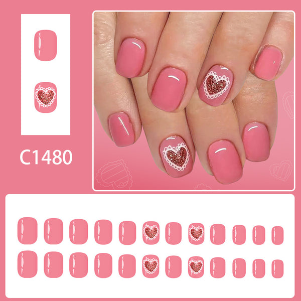 12 Sizes-24 Pcs Press On Nails C1480