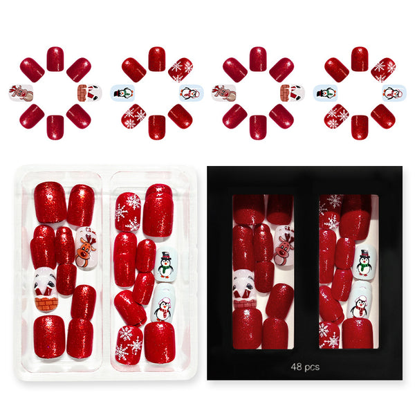 48 Pcs Press On Nails Xmas-7-48pcs