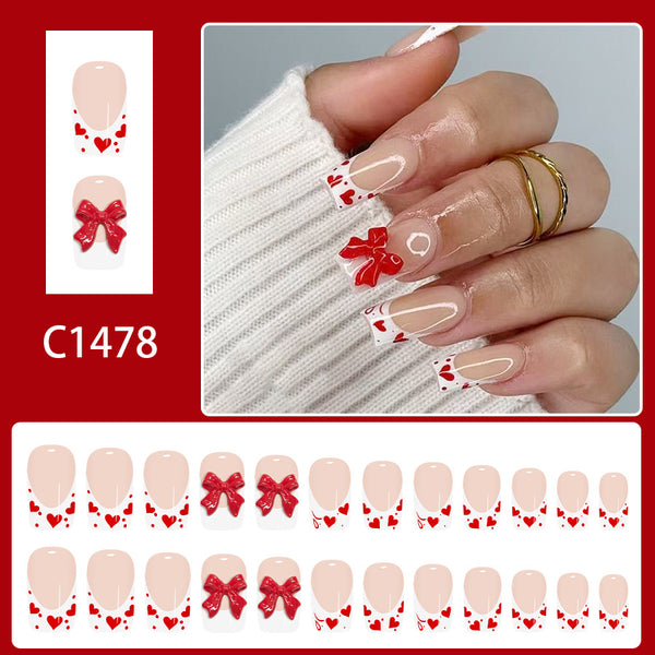 12 Sizes-24 Pcs Press On Nails C1478