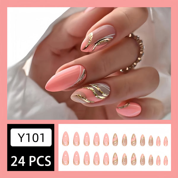 12 Sizes-24 Pcs Press On Nails Y101
