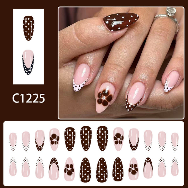 12 Sizes-24 Pcs Press On Nails C1225