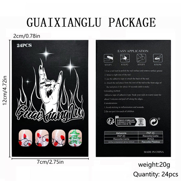 12 Sizes-24 Pcs Press On Nails C1279