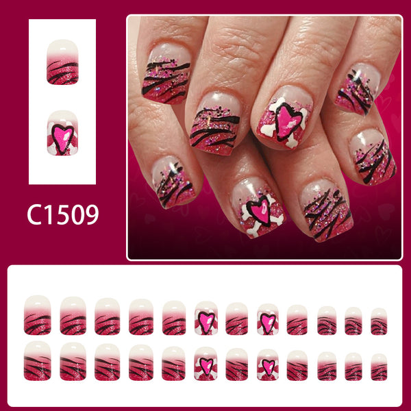 12 Sizes-24 Pcs Press On Nails C1509