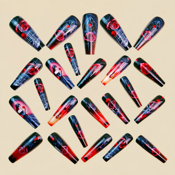 12 Sizes-24 Pcs Press On Nails Y1483