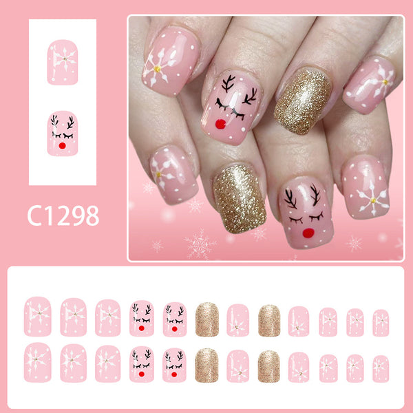 12 Sizes-24 Pcs Press On Nails C1298