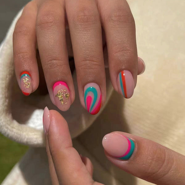 12 Sizes-24 Pcs Press On Nails W1126