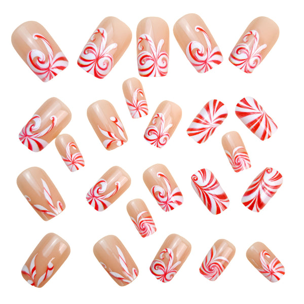 12 Sizes-24 Pcs Press On Nails Y1307