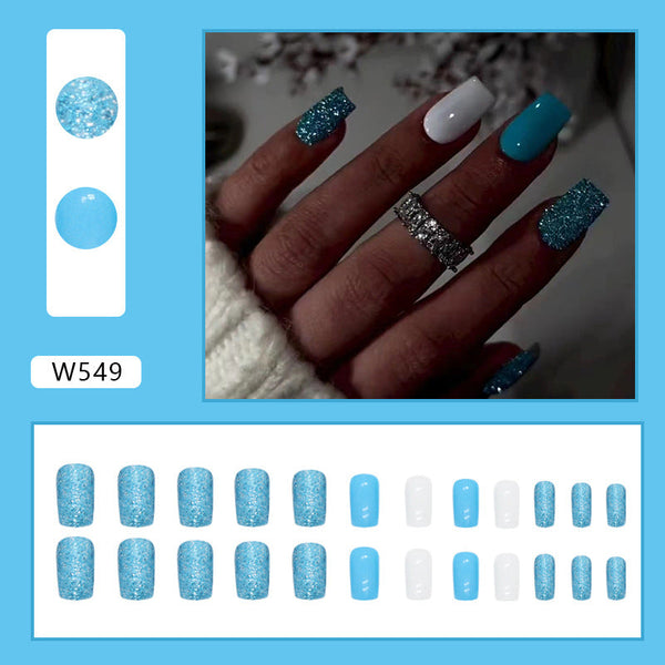 Blue Medium Square Press on Nails