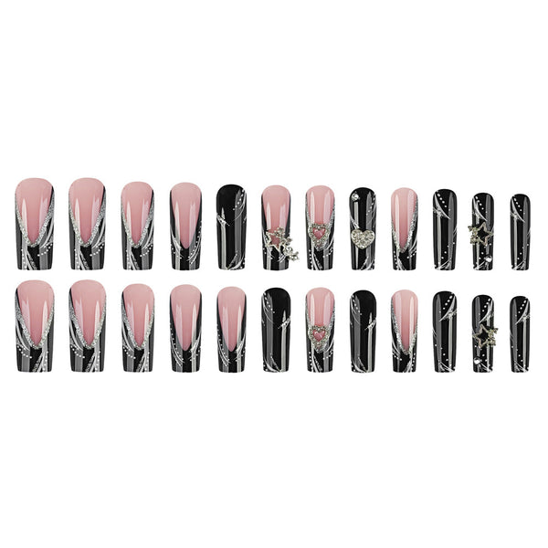 12 Sizes-24 Pcs Press On Nails D005