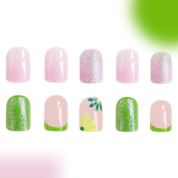 96 Pcs Press On Nails SolidGlitter-1-96pcs