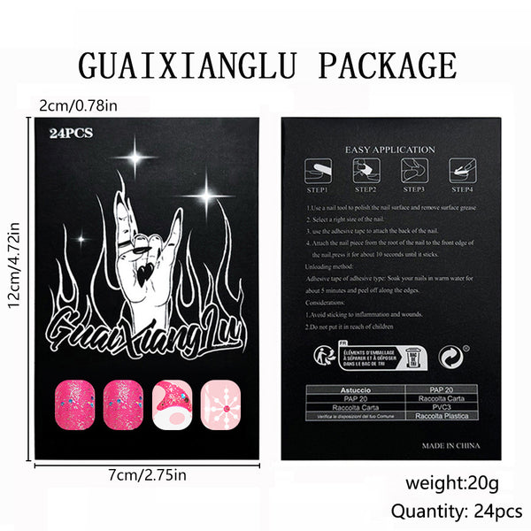 12 Sizes-24 Pcs Press On Nails C1297