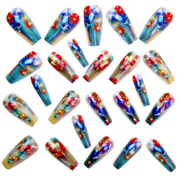 12 Sizes-24 Pcs Press On Nails Y1263