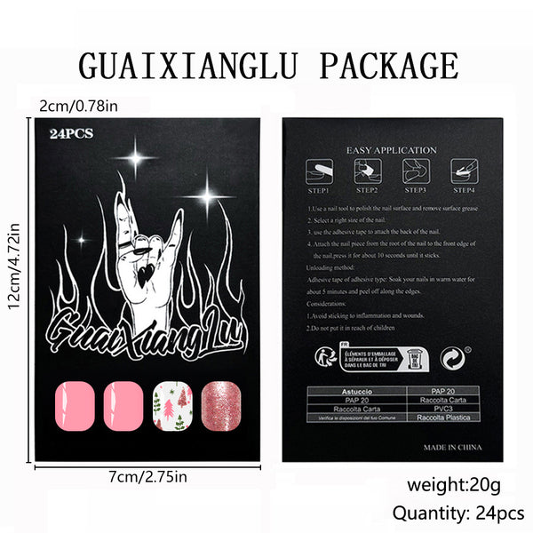12 Sizes-24 Pcs Press On Nails C1258