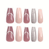 French Glossy Long Pink Press on Nails