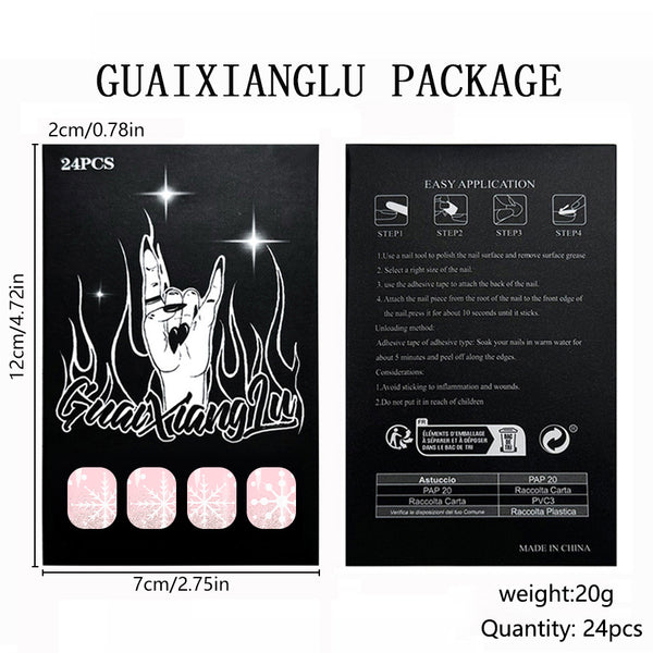 12 Sizes-24 Pcs Press On Nails C1291