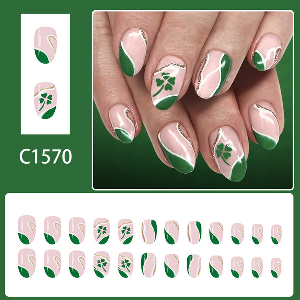 12 Sizes-24 Pcs Press On Nails C1570