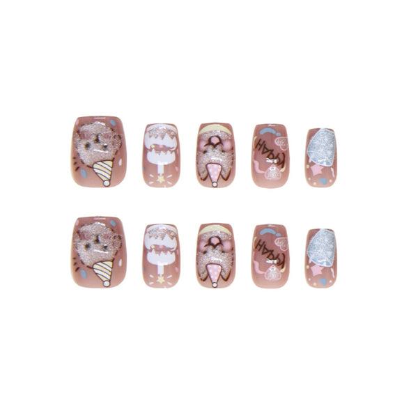 12 Sizes-24 Pcs Press On Nails T038