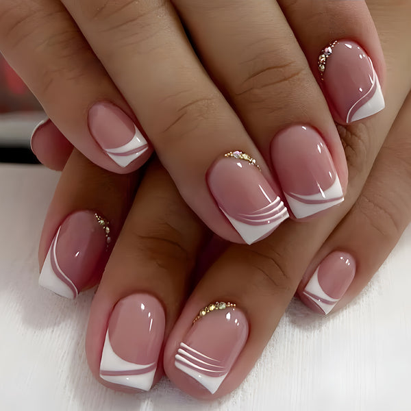 12 Sizes-24 Pcs Press On Nails D003