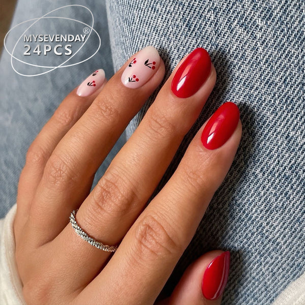 12 Sizes-24 Pcs Press On Nails BZ1417