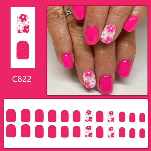 12 Sizes-24 Pcs Press On Nails C822