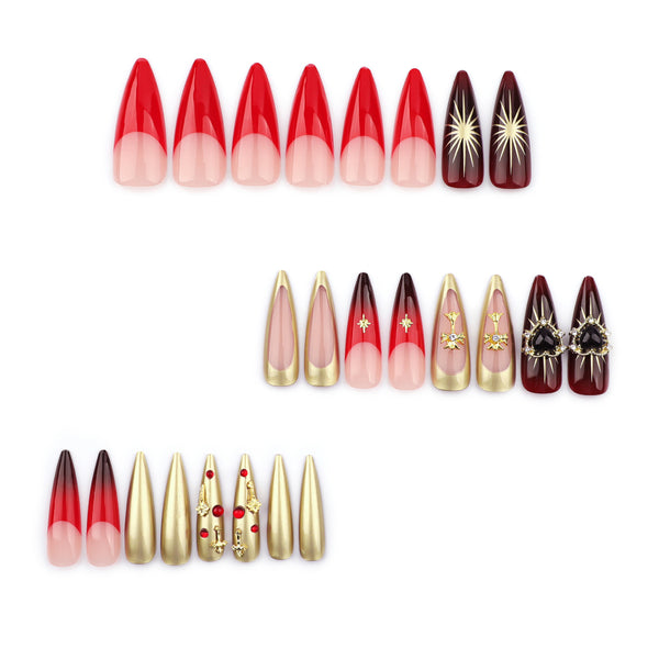 12 Sizes-24 Pcs Press On Nails JP3504