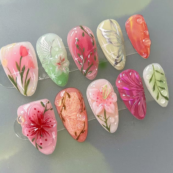 12 Sizes-24 Pcs Press On Nails W2015