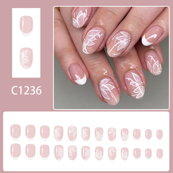 12 Sizes-24 Pcs Press On Nails C1236