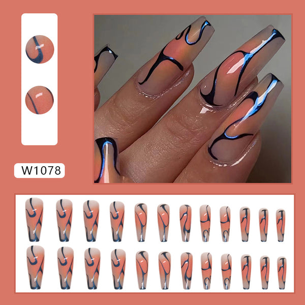 12 Sizes-24 Pcs Press On Nails W1078