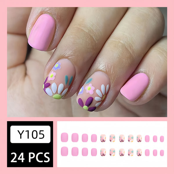 12 Sizes-24 Pcs Press On Nails Y105