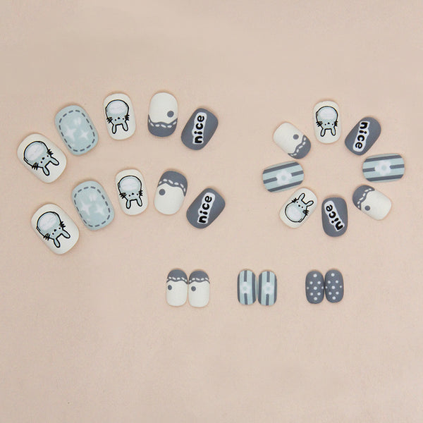 12 Sizes-24 Pcs Press On Nails K004