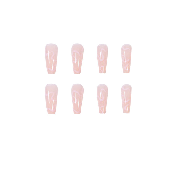 Glossy Long Pink Square Press on Nails