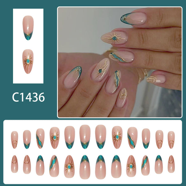 12 Sizes-24 Pcs Press On Nails C1436