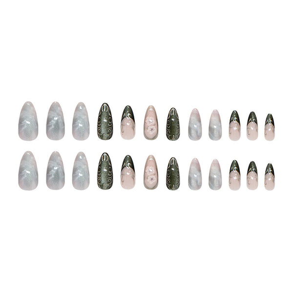 12 Sizes-24 Pcs Press On Nails W2134