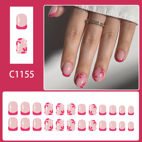 12 Sizes-24 Pcs Press On Nails C1155