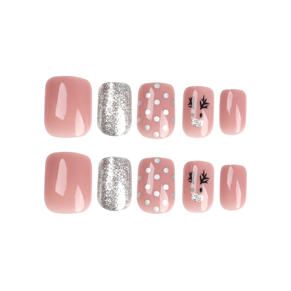 Pink Short Square Press on Nails