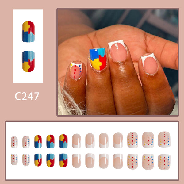 12 Sizes-24 Pcs Press On Nails C247