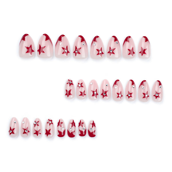 Almond French Glossy Medium Pink Press on Nails
