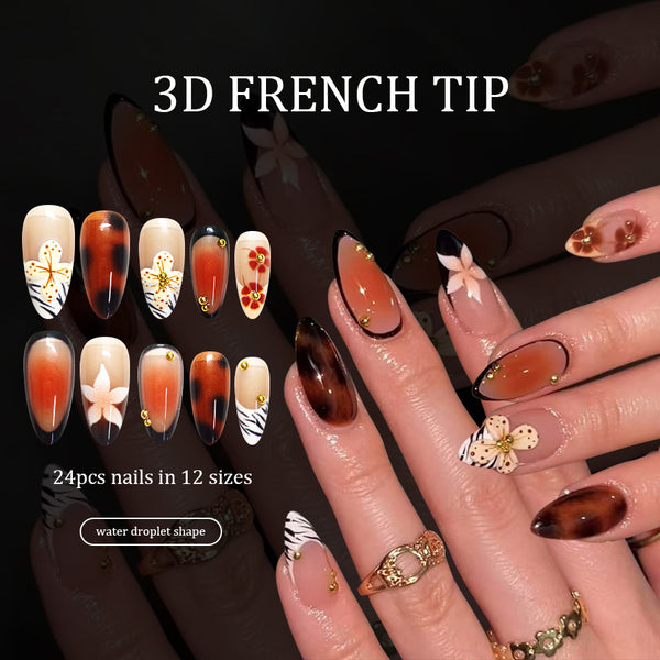 12 Sizes-24 Pcs Press On Nails C1348