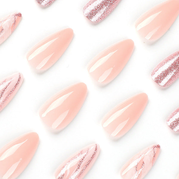 Almond Long Pink Press on Nails JP2362