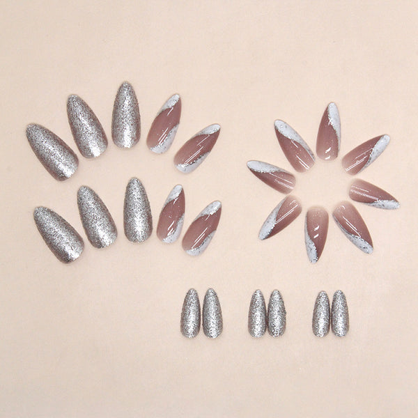 12 Sizes-24 Pcs Press On Nails W1459