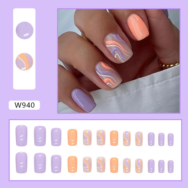 12 Sizes-24 Pcs Press On Nails W940