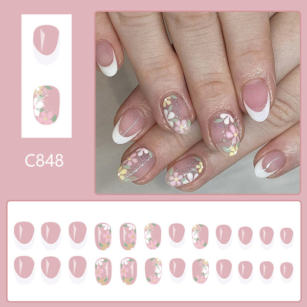 12 Sizes-24 Pcs Press On Nails C848