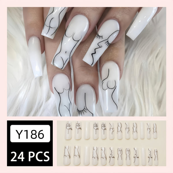 12 Sizes-24 Pcs Press On Nails Y186