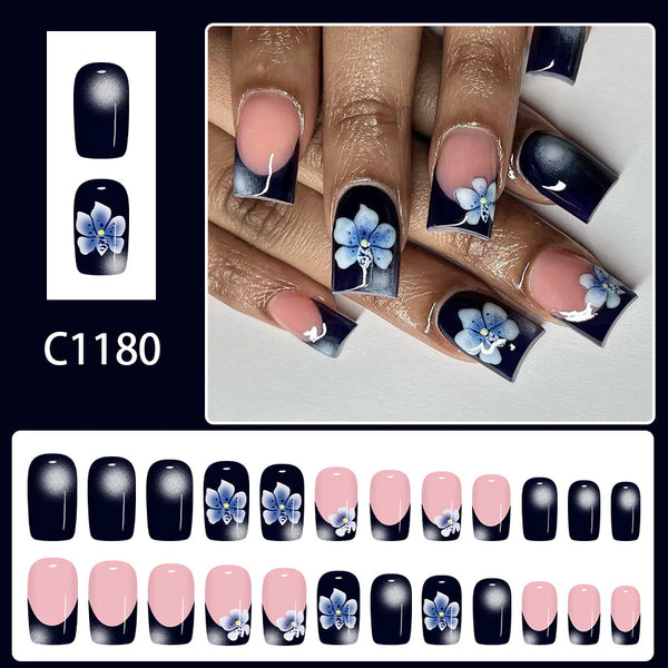 12 Sizes-24 Pcs Press On Nails C1180