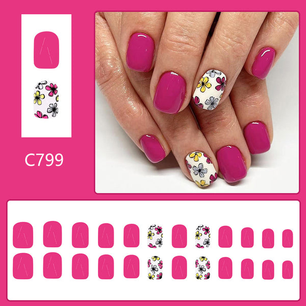 12 Sizes-24 Pcs Press On Nails C799