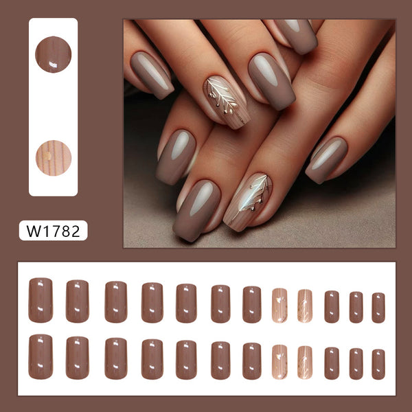12 Sizes-24 Pcs Press On Nails W1782