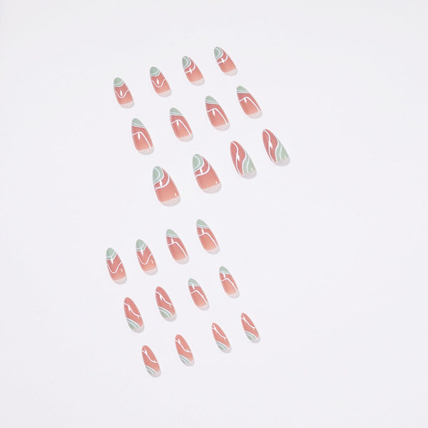 Almond French Glossy Medium Pink Press on Nails