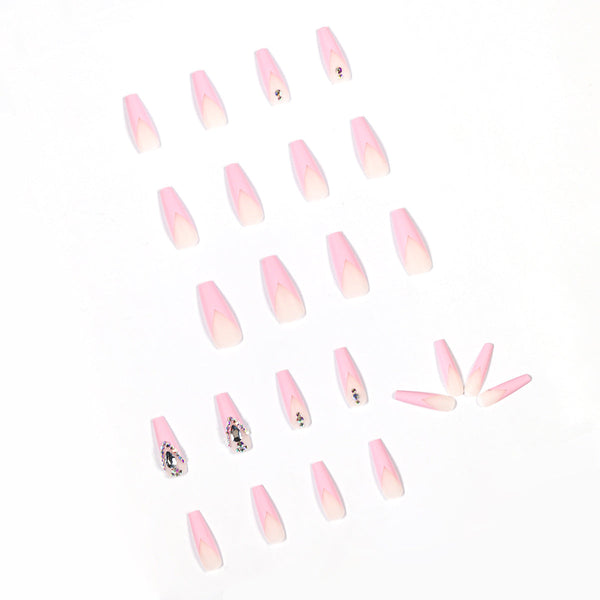 Long Matte Pink Press on Nails